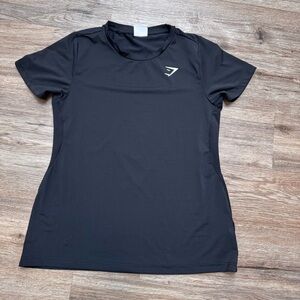 Gymshark Black Short Sleeve Athleisure Wear Top Med